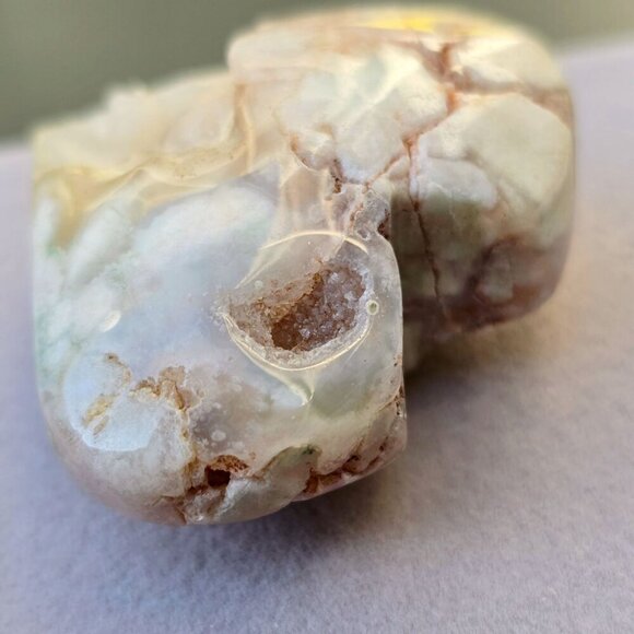 Cherry Blossom Agate Heart Crystal ✦ 41g Polished Healing Stone ✦ One-of-a-Kind - Picture 4 of 13